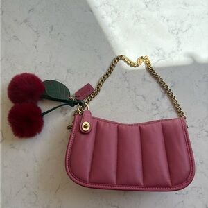 Coach Pink Quilted Shoulder Bag with Gold Chain
